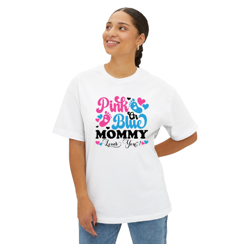 Pink or Blue Mommy Love you Tee Design